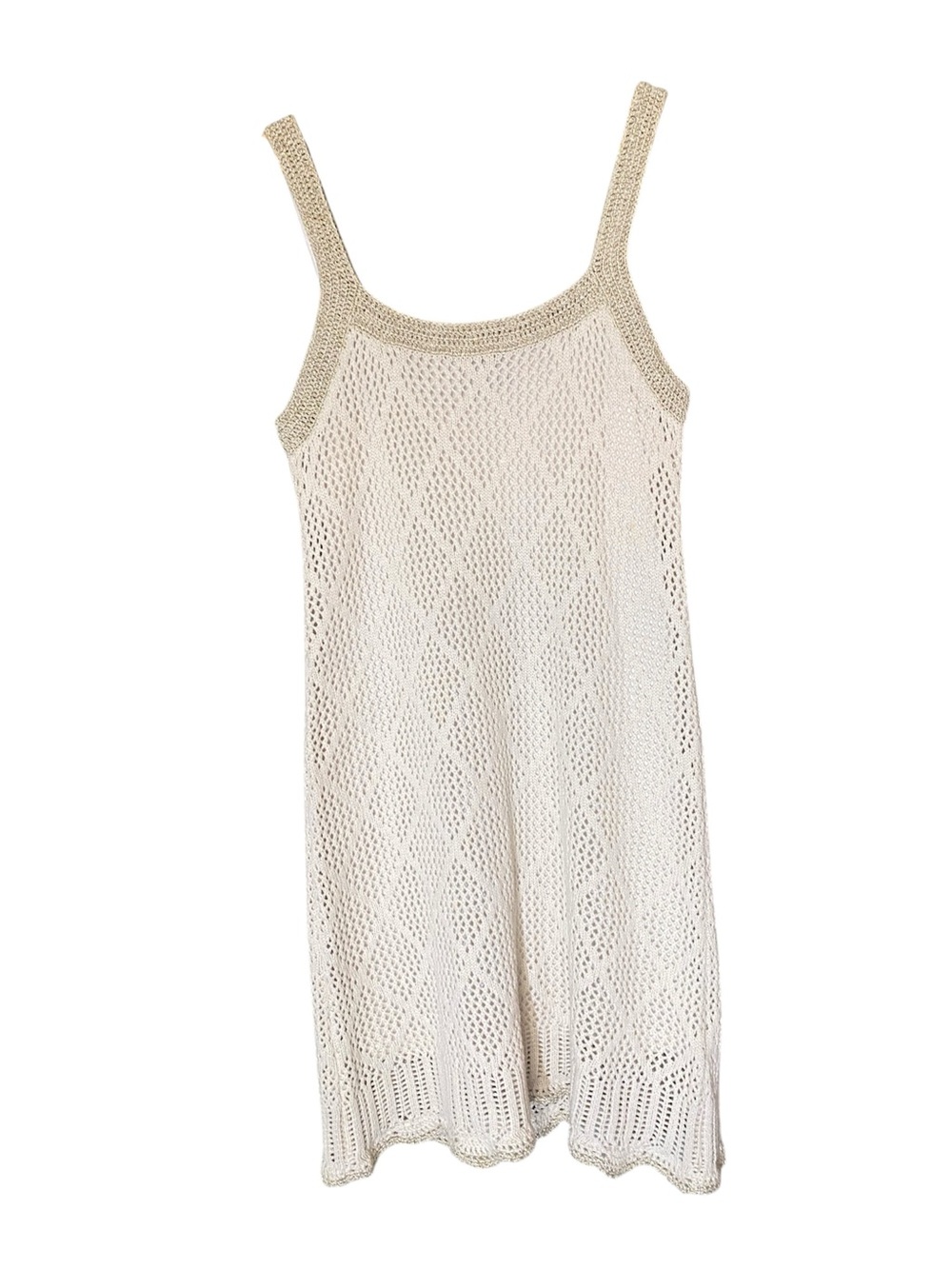 VENUS Cream Crochet Tank with Gold Shimmer Trim